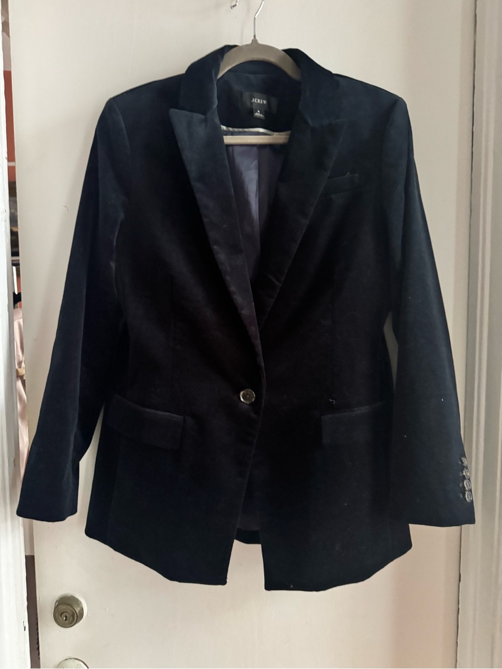 J. Crew Black Velvet Single-Button Blazer Jacket